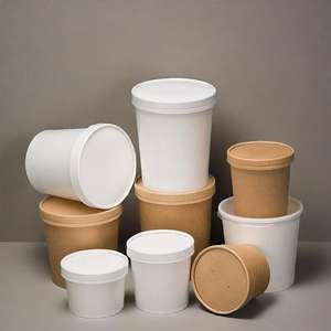 Bac à porridge jetable personnalisable avec logo, boîte à emporter en papier kraft, bol à soupe, tasse à porridge, bol en papier - Product Image 4