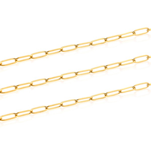 Chaîne ovale en acier inoxydable plaqué or PVD |   Chaîne à maillons en fil de fer soudé longue, style trombone, vendue au mètre, tendance, unisexe, usage quotidien - Product Image 4