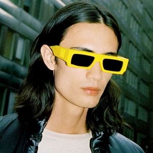 Nouveauté 2022, lunettes de soleil carrées jaunes rétro tendance, lunettes de soleil rectangulaires couleur bonbon pour hommes - Product Image 1
