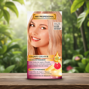 Kit de coloration capillaire permanente professionnelle brillante Mix 1023 Blond Platine avec huile d'argan et d'agrumes, couvrance 100% des cheveux gris - Product Image 1