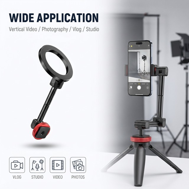 Universal Camera Phone 360 Degree Adjustable Foldable Flexible Stabilizer Durable Mount for Vertical Video Creation Continuity