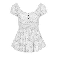 Blouse Y2K à pois pour femme, style coréen, mignonne, à manches bouffantes et col Claudine, idéale pour l'été – Vente en gros