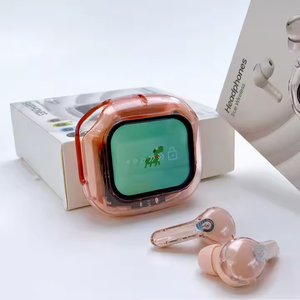 Air Max Full Color Touch Screen Earbuds Transparent Wireless Earphones With Noise Cancelling Calls And Voice Assistant Function
