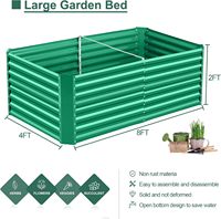 Grand lit de jardin surélevé en métal galvanisé vert de 6x3x2 pieds Kit carré de jardinière surélevée à racines profondes de 2 pieds en acier pour