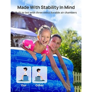 Bể bơi bơm hơi lớn cho trẻ em-Chất liệu nhựa PVC an toàn cho da thân thiện với môi trường, thiết kế có thể gập lại bền để chơi nước ngoài trời - Product Image 2