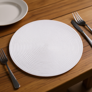 Excelsa Round Placemats Set Of 6 <b>White</b> 36x36 Cm Plastic <b>Table</b> Mats - Product Image 3