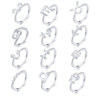Personnalité à la mode argent plaqué métal Couple cadeaux 12 pièces/ensemble Knuckle femmes signe du zodiaque anneaux