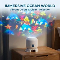 Lámpara Proyector LED Giratoria Dinámica TSINYE, Recargable por USB, Control Táctil, Regulable, con Diseños de Copo de Nieve/Navidad/Océano, para el Hogar