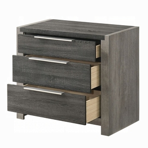 โต๊ะข้างเตียงไม้ 3 ลิ้นชัก สีเทาสไตล์ร่วมสมัย เฟอร์นิเจอร์ห้องนอน - Product Image 3