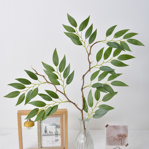 Bouquet de feuilles de bambou artificielles Laixing, 60 cm de haut, simulation réaliste, PVC souple, décoration de mariage, branche, accessoire pour arrangement floral - Product Image 4