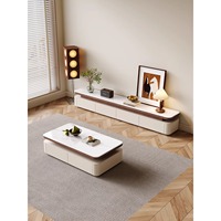 Table basse moderne minimaliste de luxe en pierre frittée écologique, aspect marbre, avec base en métal, pour salon