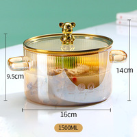Pot en verre borosilicate de haute qualité, design mignon, pour la cuisson, pot à ragoût, résistant à la chaleur, avec couvercle pour faire bouillir de l'eau