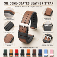 Bracelet de montre connectée sport étanche en cuir véritable et silicone, durable, 20/22/24 mm, vente directe fabricant