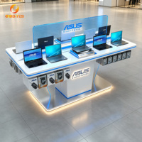 Mostrador para Exhibición de Teléfonos Móviles para Tienda, Mesa Brillante para Exhibición de Computadoras Portátiles con Luz LED para Tienda de Electrónica