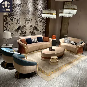 Villa casa marrón personalizado hermosa apariencia sofá curvo lujo real nubuck cuero sala de estar moderno sofá Curvo