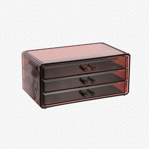 Wholesale customized stackable plexiglass cosmetic storage case PS makeup drawer organizer free conbination cosmetic organizer