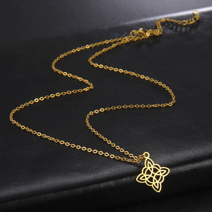 Neue trend ige langkettige Edelstahl-Halskette Geometrische Hexerei Hexen knoten Anhänger Halskette für Frauen Männer - Product Image 4