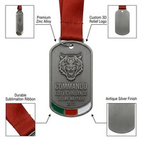 Médailles de style militaire en métal moulé sous pression de haute qualité avec logo émaillé personnalisé, finition étain antique, pour tournoi tactique