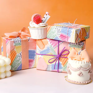 Vente en gros de papier d'emballage d'anniversaire enduit de haute qualité rouleau de blocs de coup de pinceau emballage cadeau artisanat supérieur - Product Image 2