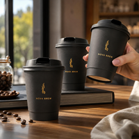 Gobelets en papier à double paroi jetables avec estampage à chaud doré, logo personnalisé, gobelets en papier pour boissons chaudes 8/12/16 oz pour café et thé à emporter