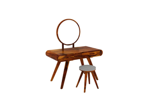 Table de toilette ronde Jodhpuri Woods Laz élégante et robuste en bois massif avec tiroirs spacieux, parfaite pour la chambre à coucher - Product Image 6