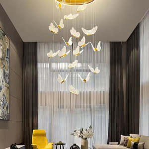 Iluminación de escalera larga decorativa Vestíbulo del hotel Comedor Candelabros de mariposa modernos - Product Image 5
