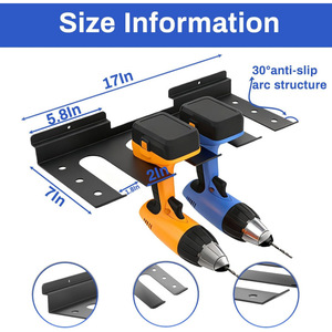 Organizador de herramientas eléctricas inalámbricas con 4 soportes para taladros, ideal para garajes y talleres. - Product Image 2