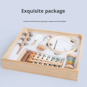 Instrumentos de Percusión de Madera Orff, Juego Completo de 6 Piezas, Educativo, Martillo de Arena, Sonajeros, Pandereta de Piel de Oveja, Castañuelas, Jardín de Infancia - Product Image 3