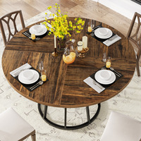 Table à manger ronde Tribesigns pour 4 personnes, table à manger circulaire avec base en métal, table de cuisine ronde de 120 cm pour le salon