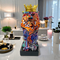 Support de Présentation Haut de Gamme en Résine, Style Européen Moderne, Minimaliste et Tendance, Motif Graffiti Couronne Lion, pour Décoration Intérieure Salon