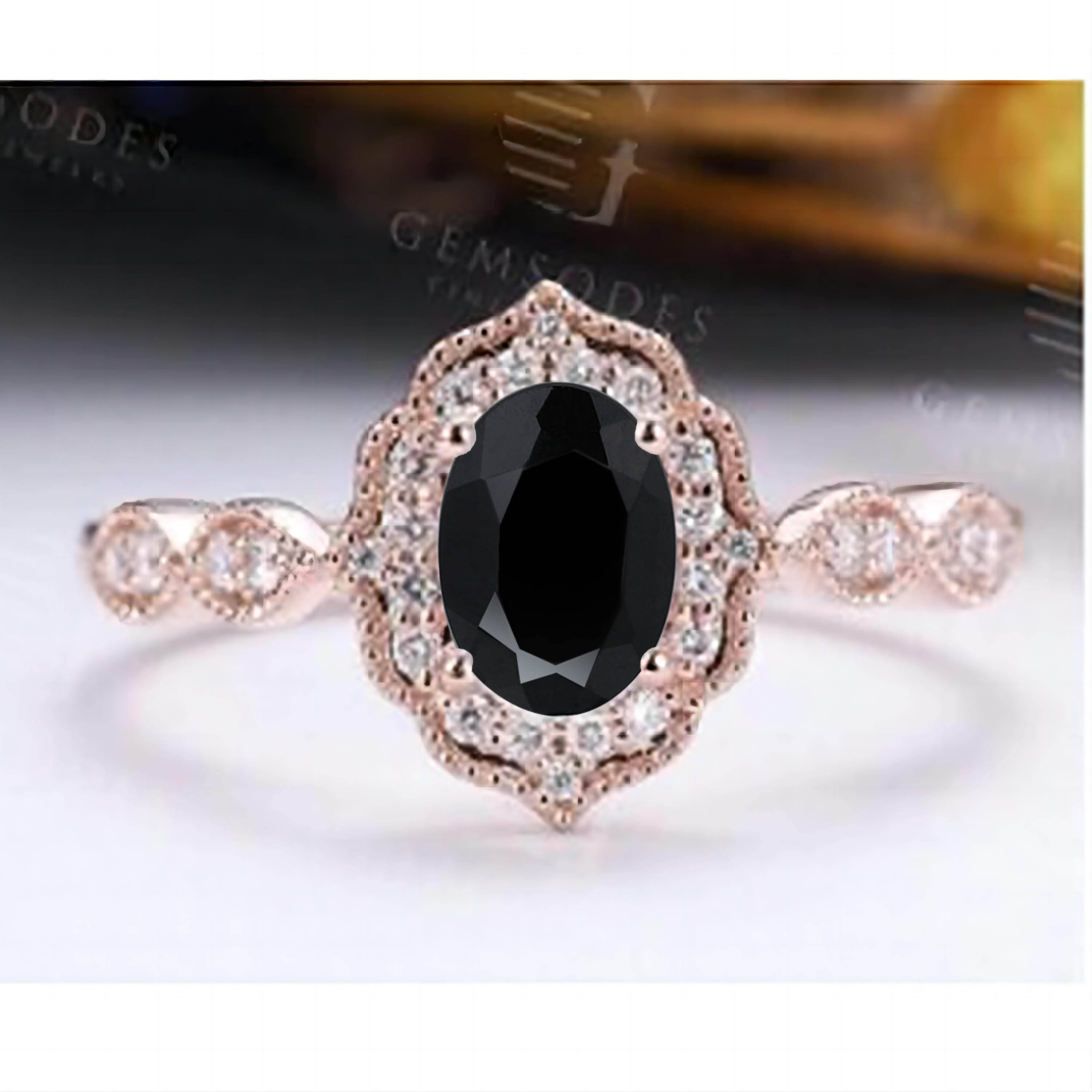 Natural Black Onyx -Rose Gold