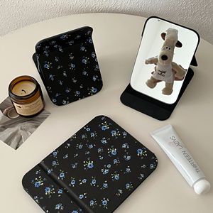 Folding Makeup Mirror Square Silver Lens Portable Desktop Ornament For Student Dorm Home Use - Product Image 4