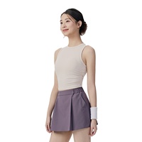 Ensemble débardeur de tennis uni décontracté pour femme, sans manches, longueur genou, sensation seconde peau, pour Pilates, entraînement, sports de plein air, fitness, anti-transpiration, respirant