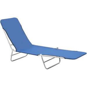 Chaise longue d'extérieur en acier avec tissu textile bleu - Product Image 3