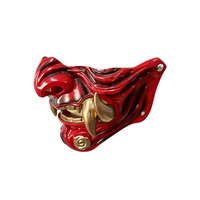 Masque Prajna en résine à faire soi-même, demi-visage, style japonais, masque Oni, costume d'Halloween, masque de cosplay samouraï, accessoire pour diffusion en direct et photo