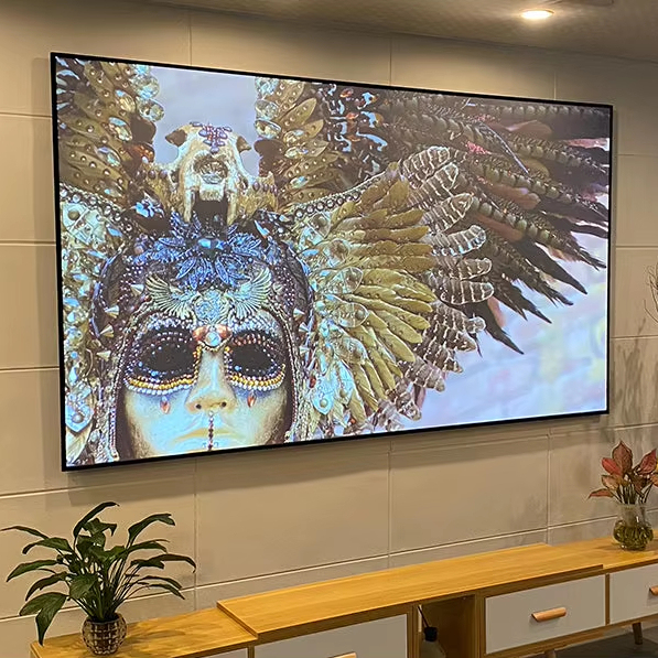 High Quality 84/92/100/110/120/133/150 Inch Grey Crystal ALR Fixed Frame Projector Screen Wall Mounted Projection Screen 16:9
