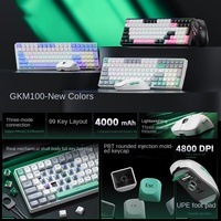 Ensemble clavier et souris mécaniques GKM, connectivité sans fil tri-mode, interrupteurs personnalisables à montage à chaud, rétroéclairage, ergonomie humaine