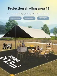 Tente à baldaquin hexagonale en aluminium pour camping extérieur, pare-soleil, tissu Oxford épais noir enduit argenté, <span class=keywords><strong>auvent</strong></span> de pique-nique - Product Image 2