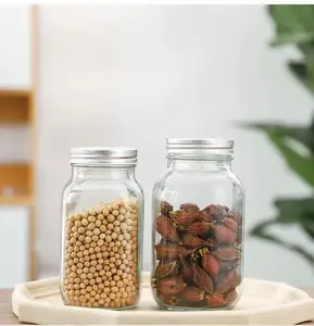 Stoples ubin lumpur 750ml makanan salad kaca Mason jar grain biskuit pengawet acar tertutup dengan tutup sekrup logam sampel gratis