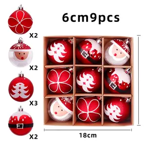 New Design Fashionable Cute Christmas Santa Claus Round Balls Red Electroplated Plastic Balls Painted Christmas Balls