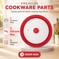 Couvercle en silicone universel avec rebord en verre trempé et joint de sortie de vapeur pour casseroles et ustensiles de cuisson