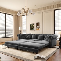 Canapé Chesterfield 89 pouces, canapé-lit convertible 3-en-1, canapé-lit king size, chaise longue en velours, canapé-lit 3 places
