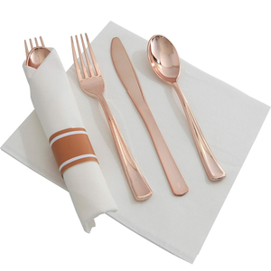 Ensemble <span class=keywords><strong>de</strong></span> serviettes et <span class=keywords><strong>de</strong></span> couverts en lin or <span class=keywords><strong>Rose</strong></span>, couteau, fourchette, cuillère et <span class=keywords><strong>serviette</strong></span> <span class=keywords><strong>de</strong></span> qualité supérieure - Product Image 1