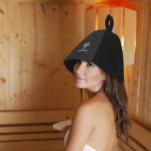 Senti il calore in ogni goccia di vapore con un cappello da sauna in pura lana, nato per questo calore - Product Image 3