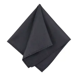 कस्टम ठोस रंग डिजाइन रेशम बुना कपड़े हस्तनिर्मित क्लासिक शैली काले अद्वितीय जेब वर्ग