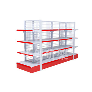 Estantería de Exhibición de Acero Laminado en Frío Ligero de 4 Niveles <span class=keywords><strong>Directo</strong></span> de Fábrica con Red Trasera para Supermercados, Tiendas de Conveniencia, Farmacias y Papelerías - Product Image 1