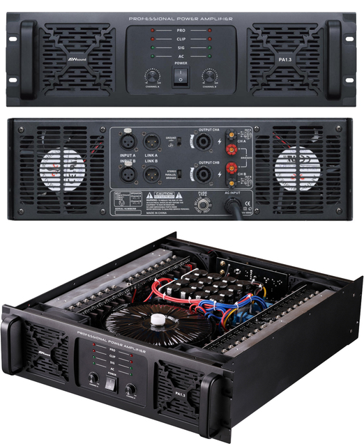 Original Direct Selling AUWAY PA1.3 1300W 3U Digital Power Amplifier 2 Channel Class H 4/8 Ohm Metal Sound Equipment