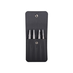 Juego de Pinzas para Cejas de Acero Inoxidable de Grado Profesional, 4 Piezas, Pinzas Curvas y Puntiagudas de Precisión con Mango Antideslizante y Estuche de Viaje - Product Image 5