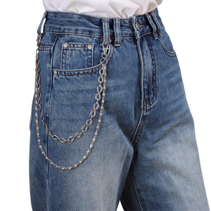 Cadena de cintura Yueli de doble capa con diseño de ocho, estilo tibetano plateado, para vaqueros, rock, hip hop, danza callejera, estilo casual punk. - Product Image 1