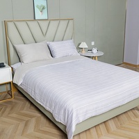 Ensemble de linge de lit en bambou Ensemble de draps de lit rayés avec design latéral AB Literie de luxe soyeuse et douce 300TC 100% Viscose de bambou biologique